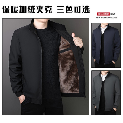 經典爆款大碼中老年爸爸裝棉衣冬季加絨加厚行政立領加厚加絨夾克