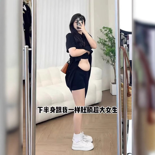 特大碼300斤胖mm夏季新款高級感寬松甜美polo領美式收腰顯瘦長裙