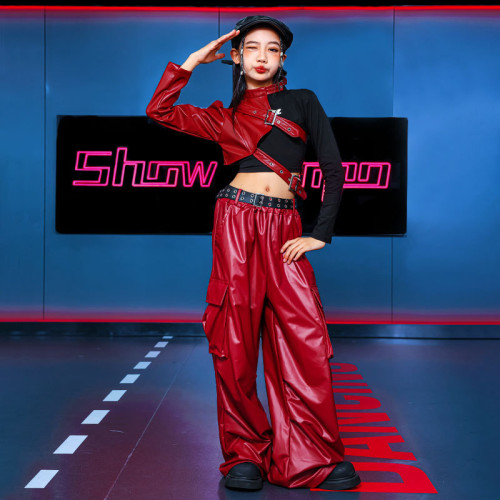 爵士舞女童服裝潮酷時髦套裝少兒jazz嘻哈走秀潮服兒童舞蹈演出服