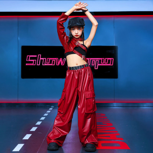 爵士舞女童服裝潮酷時髦套裝少兒jazz嘻哈走秀潮服兒童舞蹈演出服