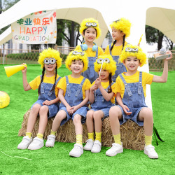 小黃人cosplay演出服幼兒園畢業季拍照牛仔背帶褲六一兒童表演服