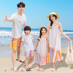 親子裝波西米亞夏季新款洋氣時髦度假風連衣裙母女吊帶裙