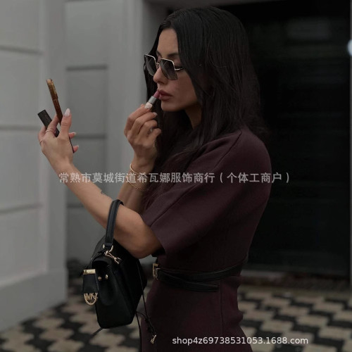 歐美女裝爆款氣質時尚雪紡拼接下擺短袖圓領短袖連衣裙