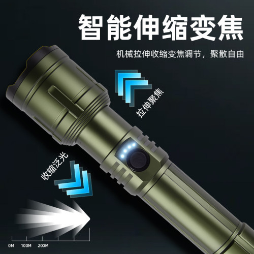 TEMU TIKTOK  強光手電筒巡邏露營戶外照明白雷射遠射鋁合金