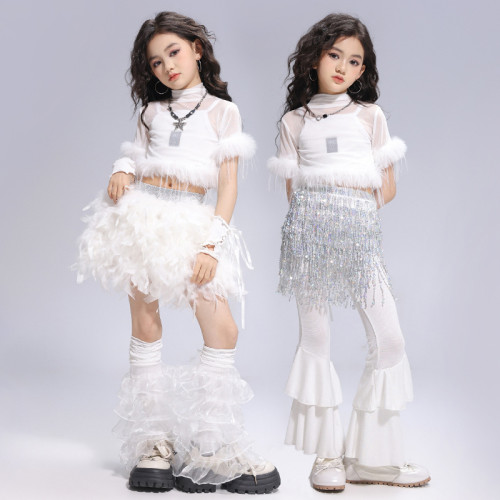爵士舞服裝女童六一兒童舞台裝走秀kpop女團亮片甜酷舞蹈演出服夏