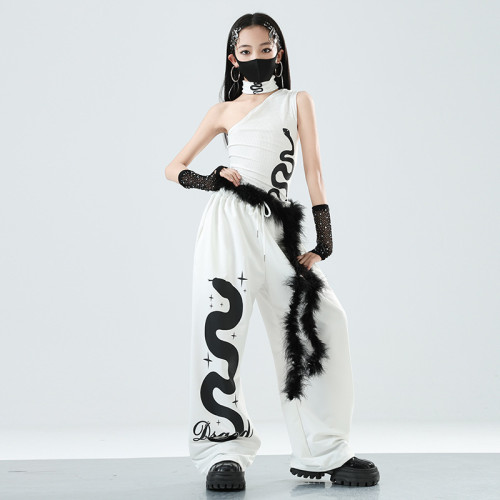 女童爵士舞服裝模特走秀潮酷時髦套裝露臍街舞女孩少兒表演服時髦