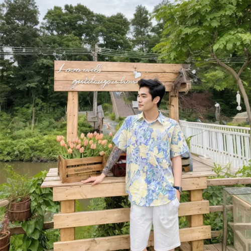 法式親子裝一家三口度假風高級感母女裝連衣裙夏季花襯衫碎花裙洋