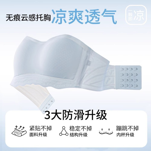 無肩帶防滑小胸聚攏薄款抹胸式內衣女無鋼圈莫代爾收副乳裹胸文胸