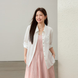 【簡約慵懶開叉萊賽爾輕盈襯衫】纖莉秀大碼女裝胖mm2025夏裝新款