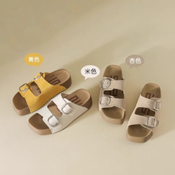 QQ吐司厚底勃肯拖鞋女夏季外穿懶人一腳蹬休閒一字拖沙灘涼拖