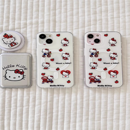 可愛Kitty適用於iPhone17pro手機殼蘋果16/13磁吸支架卡包15/14女