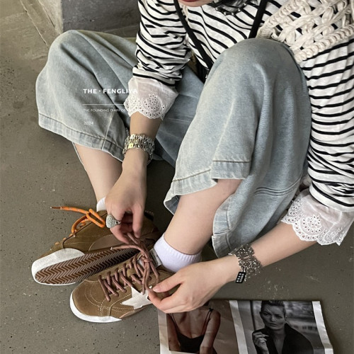 真皮系帶平底圓頭復古板鞋韓系小髒鞋潮鞋休閒牛皮做舊透氣德訓鞋
