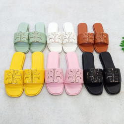 TB拖鞋女2025夏季新款一字拖沙灘休閒歐美皮革涼拖鞋slippers