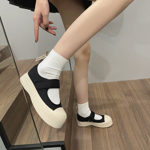 法式瑪麗珍女鞋新款zhao露思mono同款醜萌涼鞋大頭厚底女士帆布鞋