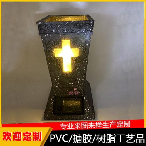 太陽能墓地墓地花瓶太陽能帶LED燈花頭花瓶墓碑紀念碑