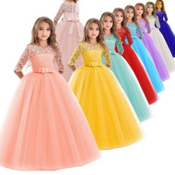 2025兒童禮服長袖婚禮花童裙Ebay歐美公主裙Girl dress
