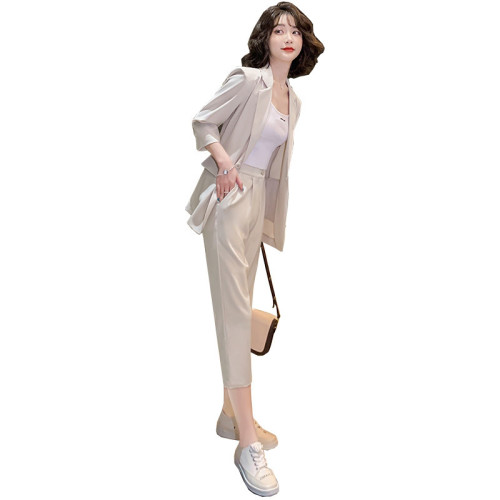 西裝外套女夏季新款時尚氣質胖mm職業裝休閒網紅西服套裝8019