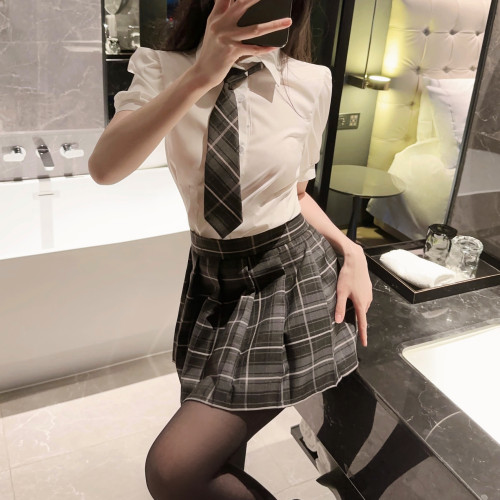 情趣內衣學院風jk收腰製服襯衫女秋季甜辣純欲修身百搭短袖襯衣