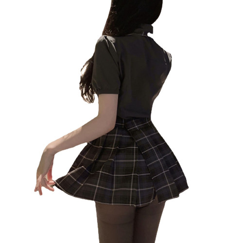 情趣內衣學院風jk收腰製服襯衫女秋季甜辣純欲修身百搭短袖襯衣