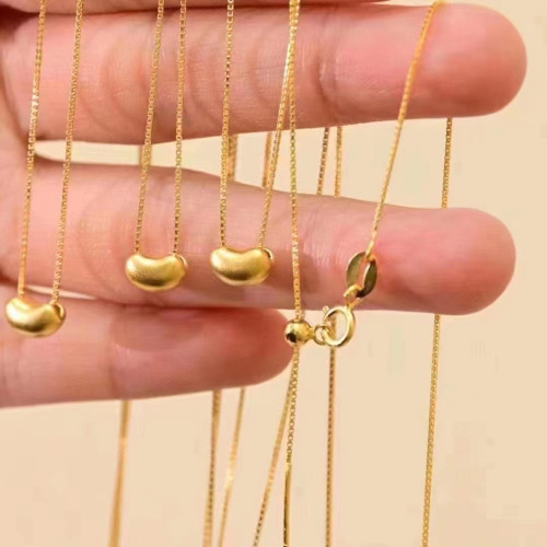 3D硬金相思豆足金999項鍊黃金小吊墜微商美業禮品團購女項鍊