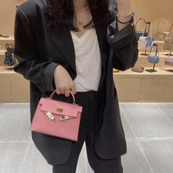 2025新款真皮二代凱莉包mini包迷你手提包百搭時尚單肩斜背女小包