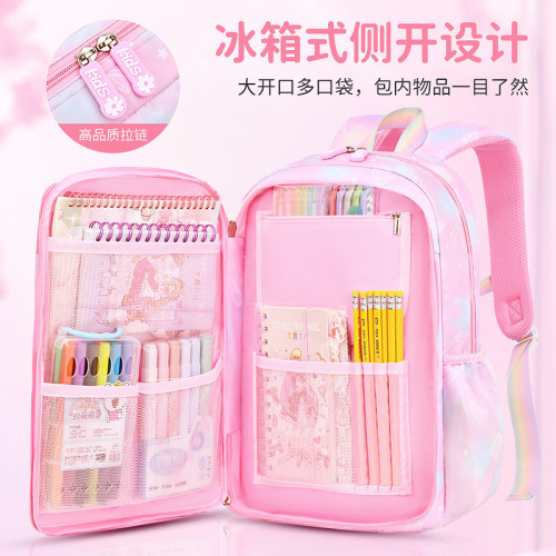 小學生書包女一三到四五六年級超輕便大容量防潑水冰箱開門大容量