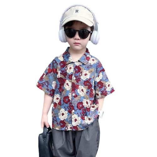 親子裝新款短袖花襯衫女日系復古港味風設計感小衆夏威夷夏季襯衣