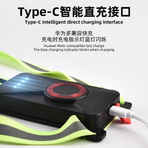 新款Type-c充電跑步燈胸前燈戶外登山運動夜跑燈跑步燈警示燈