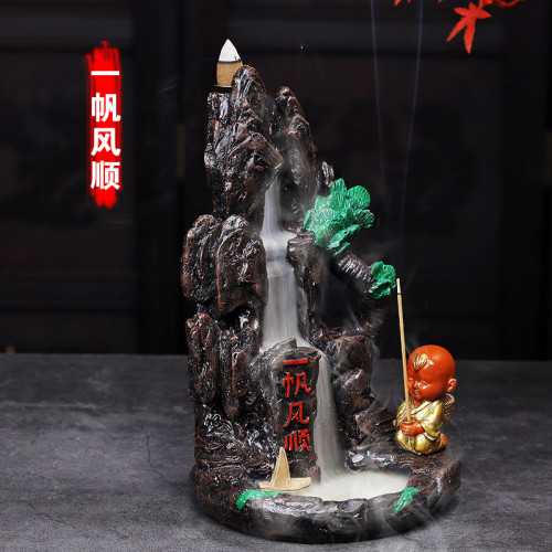 大號倒流香爐擺件創意復古山水玄關擺件倒流香爐檀香爐流雲裝飾品