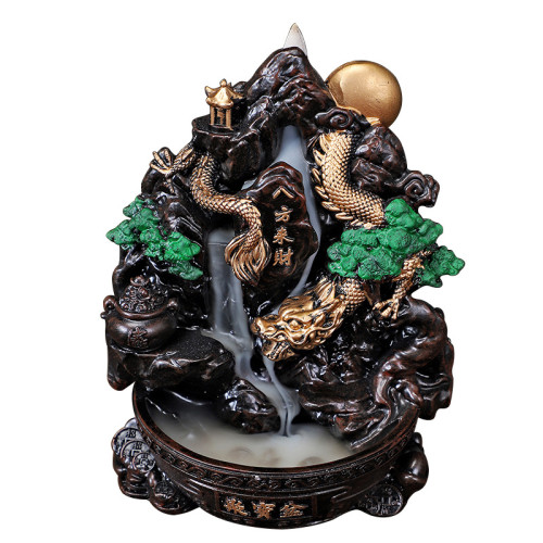 大號倒流香爐擺件創意復古山水玄關擺件倒流香爐檀香爐流雲裝飾品
