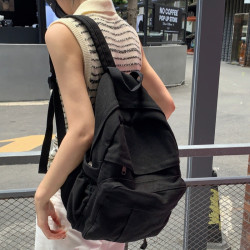 書包女ins港風森系復古做舊大學生雙肩包女歐美時尚水洗帆布後背包