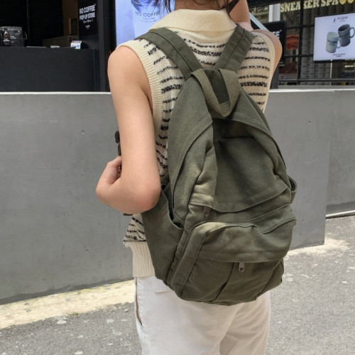 書包女ins港風森系復古做舊大學生雙肩包女歐美時尚水洗帆布後背包