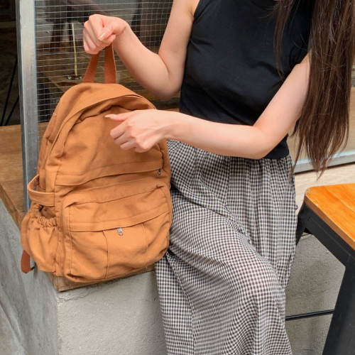書包女ins港風森系復古做舊大學生雙肩包女歐美時尚水洗帆布後背包