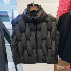 炸街立領羽絨棉馬甲女ins寬松情侶男女麵包服冬季編織麻花棉外套