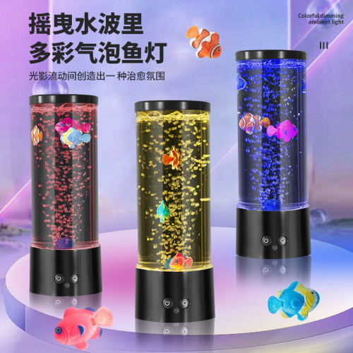 氣泡魚燈LED高亮USB小夜燈創意兒童房臥室擺件水母燈聖誕