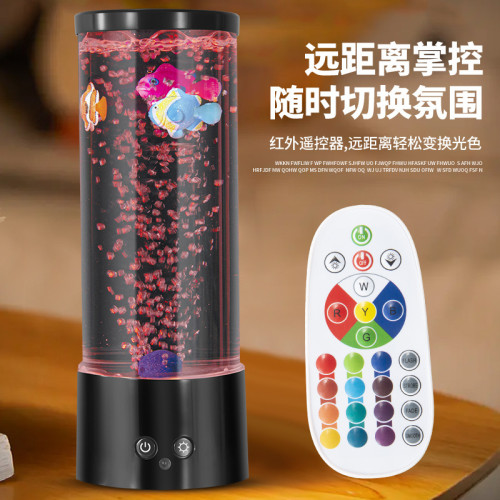 氣泡魚燈LED高亮USB小夜燈創意兒童房臥室擺件水母燈聖誕