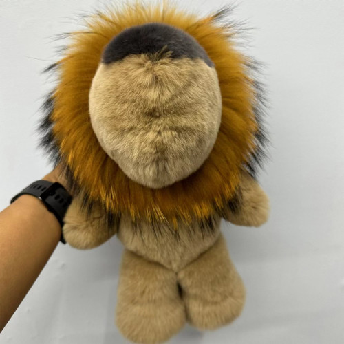 30cm超大整皮真獺兔毛大獅子皮草玩偶霸氣獅子包掛件毛絨擺件禮物
