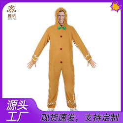 新款聖誕節薑餅人萬聖節成人服裝骷髏騎士cosplay薑餅人連體衣