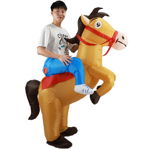 ebay搞怪行走馬人偶成人表演服節日舞台裝扮充氣馬服裝