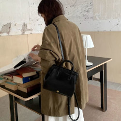 韓版風格秋冬新款ins女包復古輕便後背包小衆復古黑色雙肩包潮手提