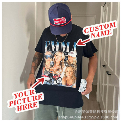 爆款圖片寵物頭像人物可來圖照片燙畫短袖