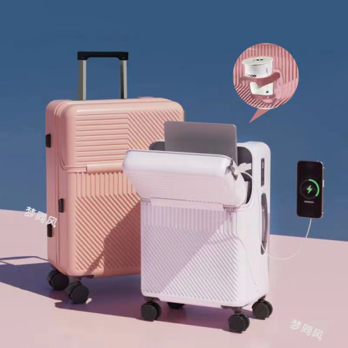 行李箱2025新款多功能前開口機箱萬向輪靜音密碼旅遊箱拉桿箱