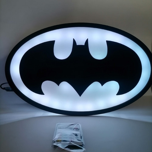 40CM 3D正義聯盟蝙蝠俠七彩小夜燈客廳臥室兒童插電遙控LED壁燈
