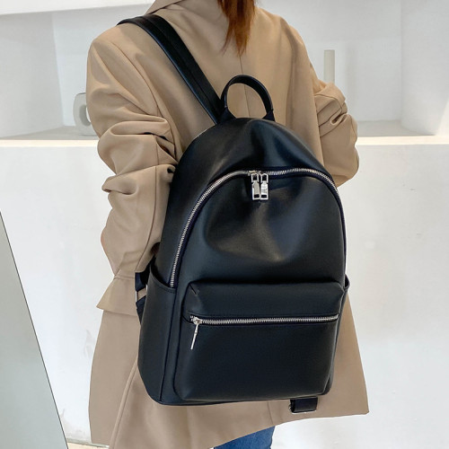 女士雙肩包女2025新款PU軟皮大容量後背包潮流書包旅行包女