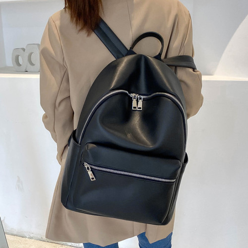 女士雙肩包女2025新款PU軟皮大容量後背包潮流書包旅行包女