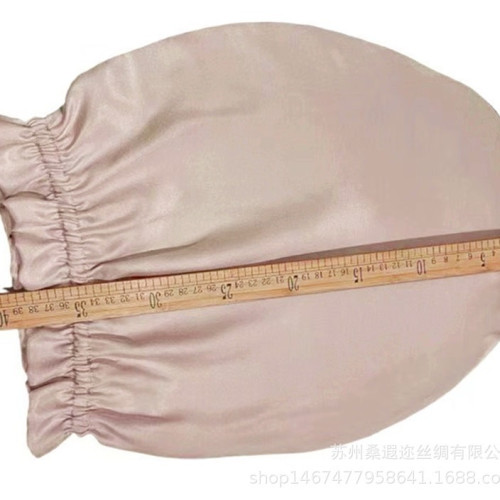 木耳花邊長筒款桑蠶絲真絲睡帽髮帽女士居家長髮38CM