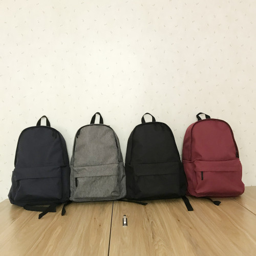 日系2021純色簡約風雙肩包女學生後背包大號男書包印刷商標