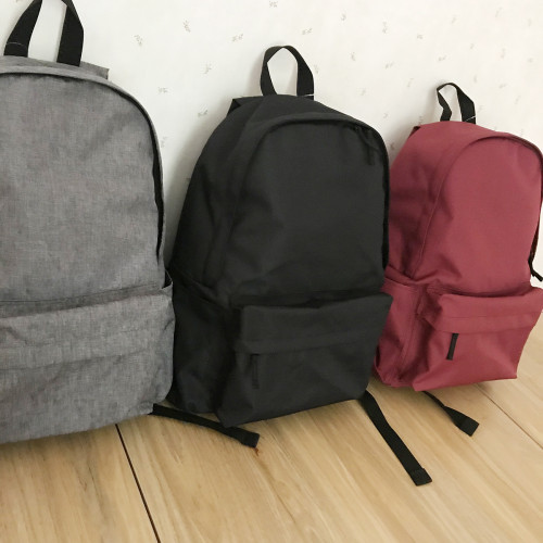 日系2021純色簡約風雙肩包女學生後背包大號男書包印刷商標