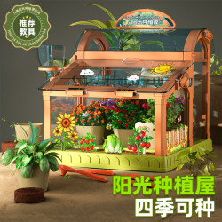 兒童過家家陽光房種植養花種菜農場植物園玩具類積木科學實騐禮物