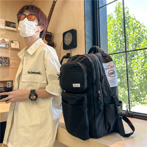 雙肩包男士後背包旅行電腦包大容量港風時尚潮流大學生初中生女書包
